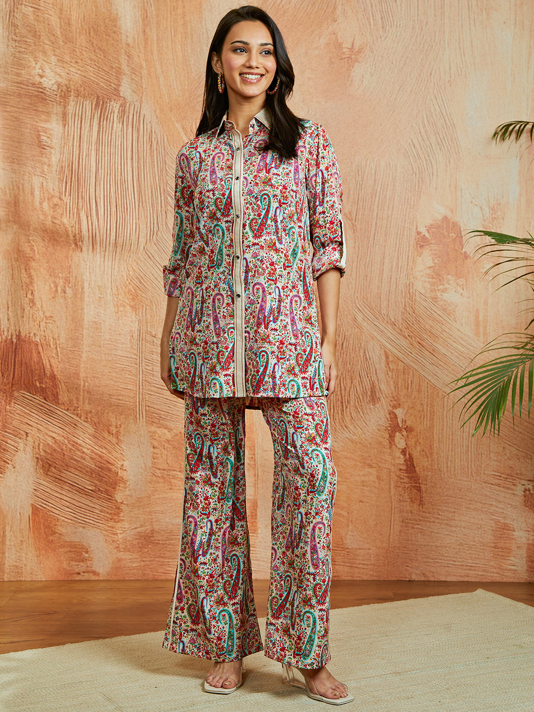 Women's Cream Co Ords Set - qivii