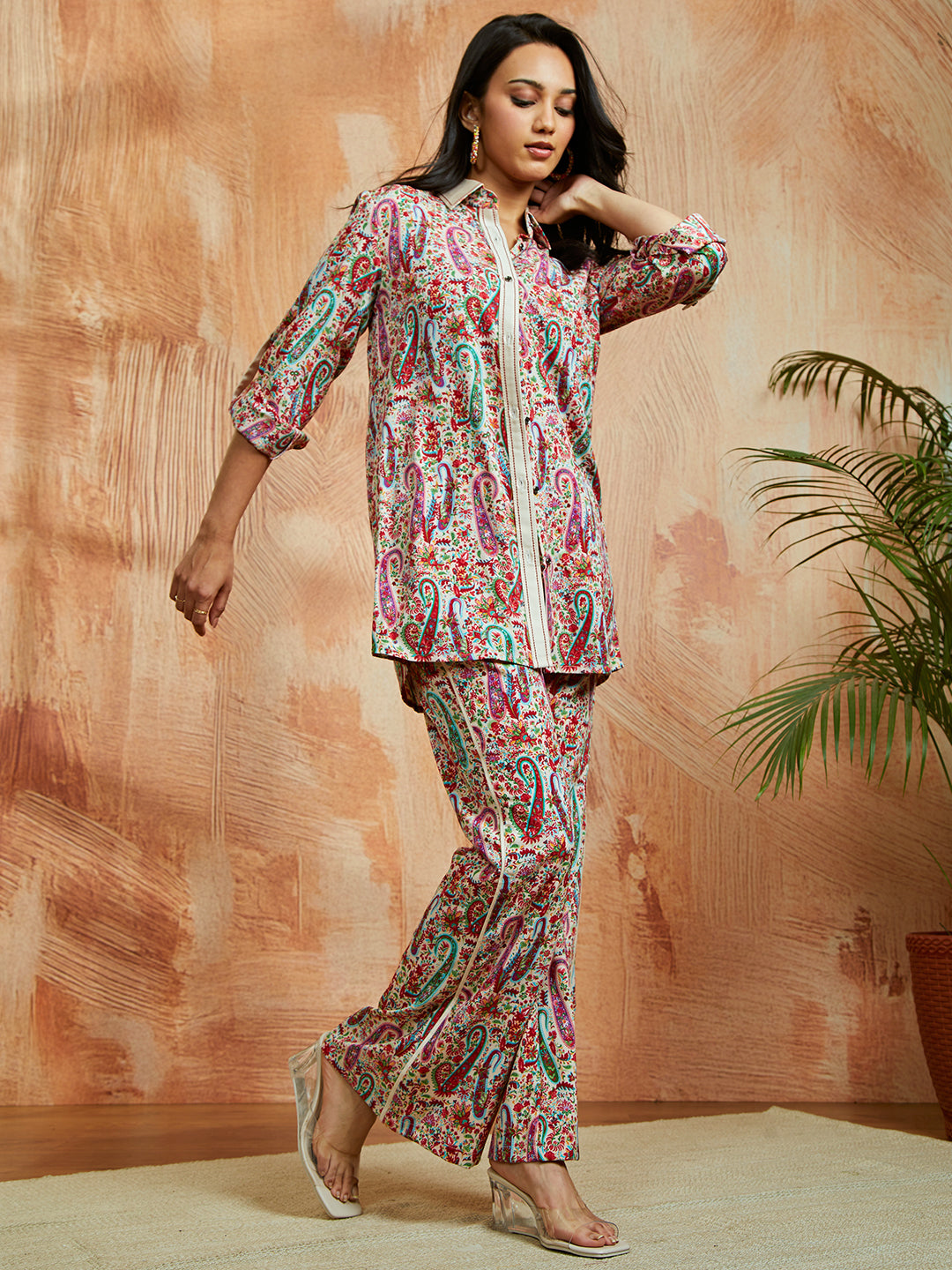 Women's Cream Co Ords Set - qivii