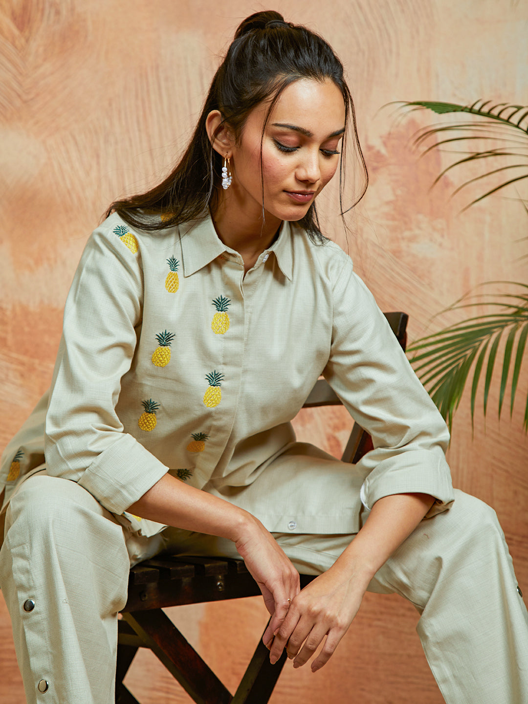 Women's Cream Co Ords Set - qivii