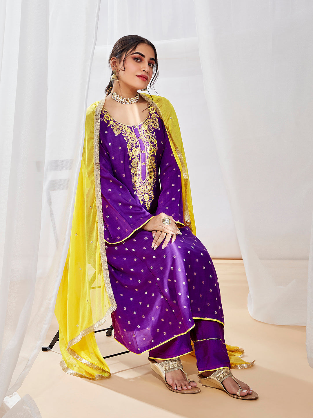 Women's Purple Kurta Set