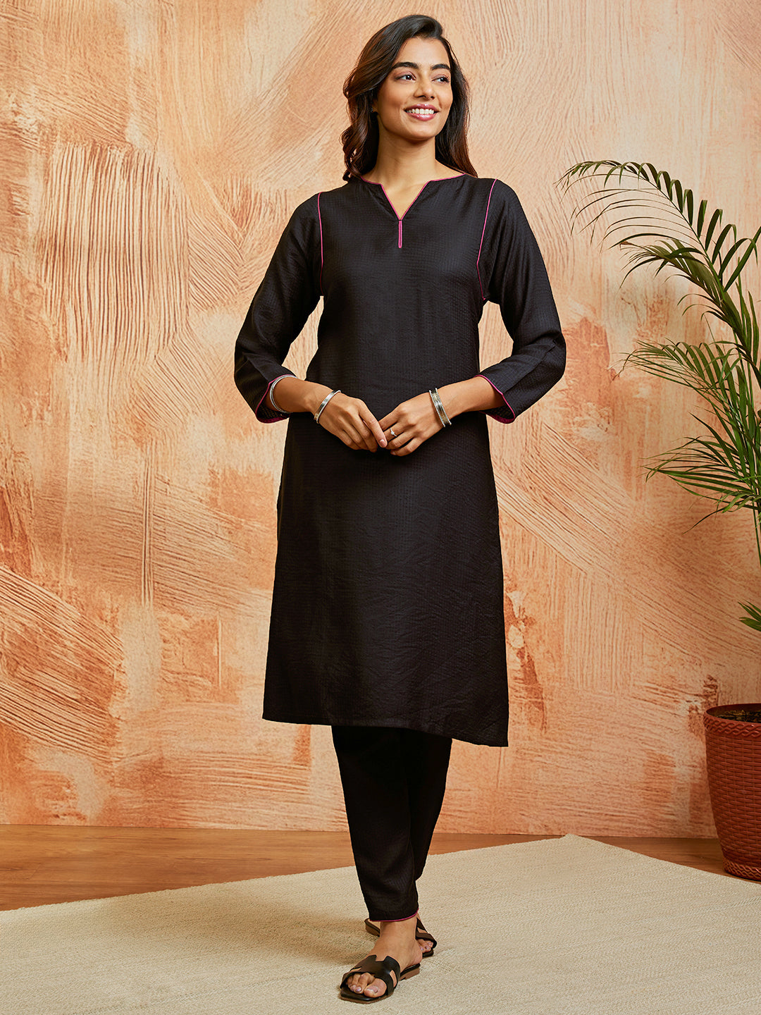 Women's Black Co Ords Set - qivii