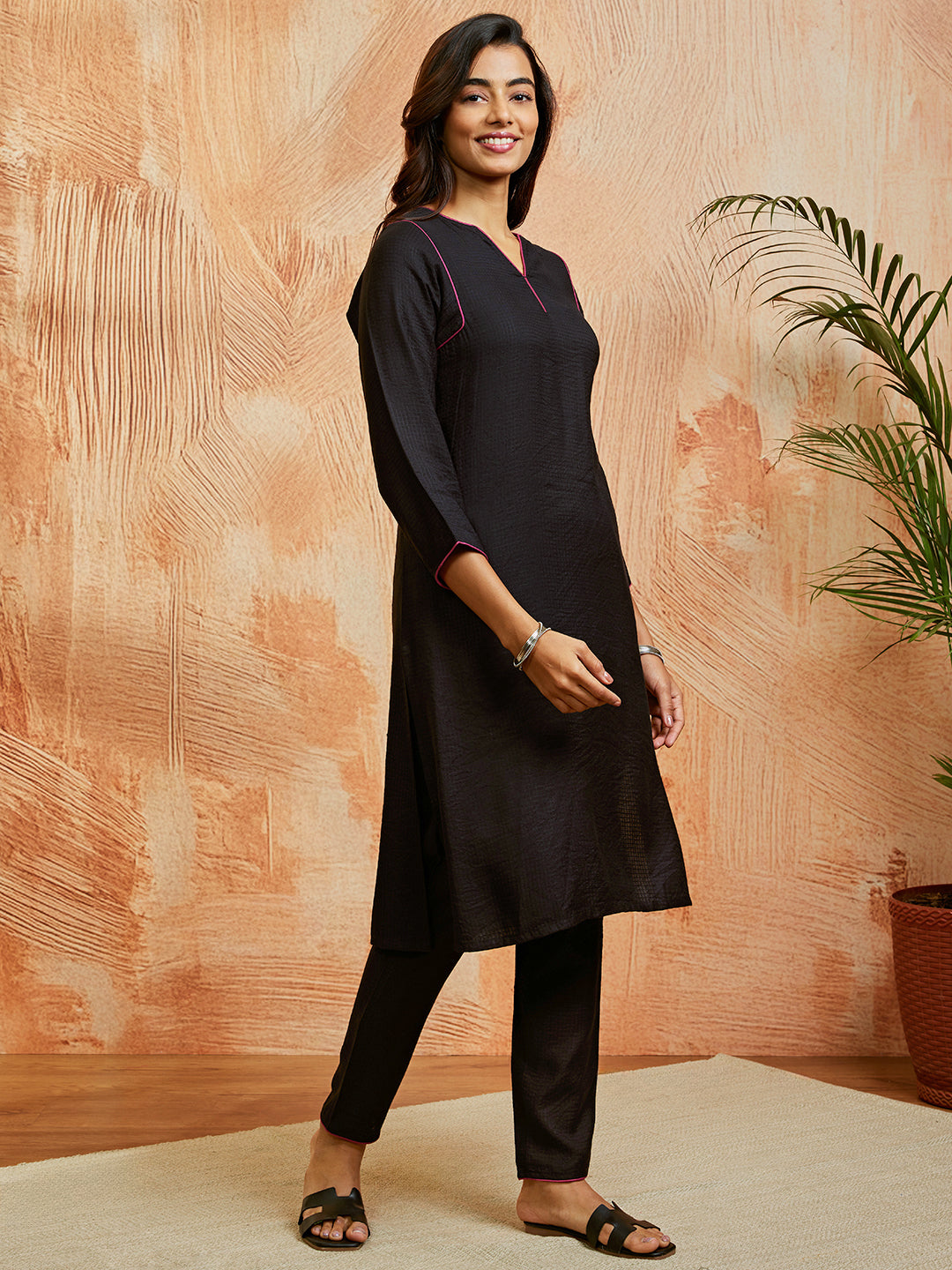 Women's Black Co Ords Set - qivii