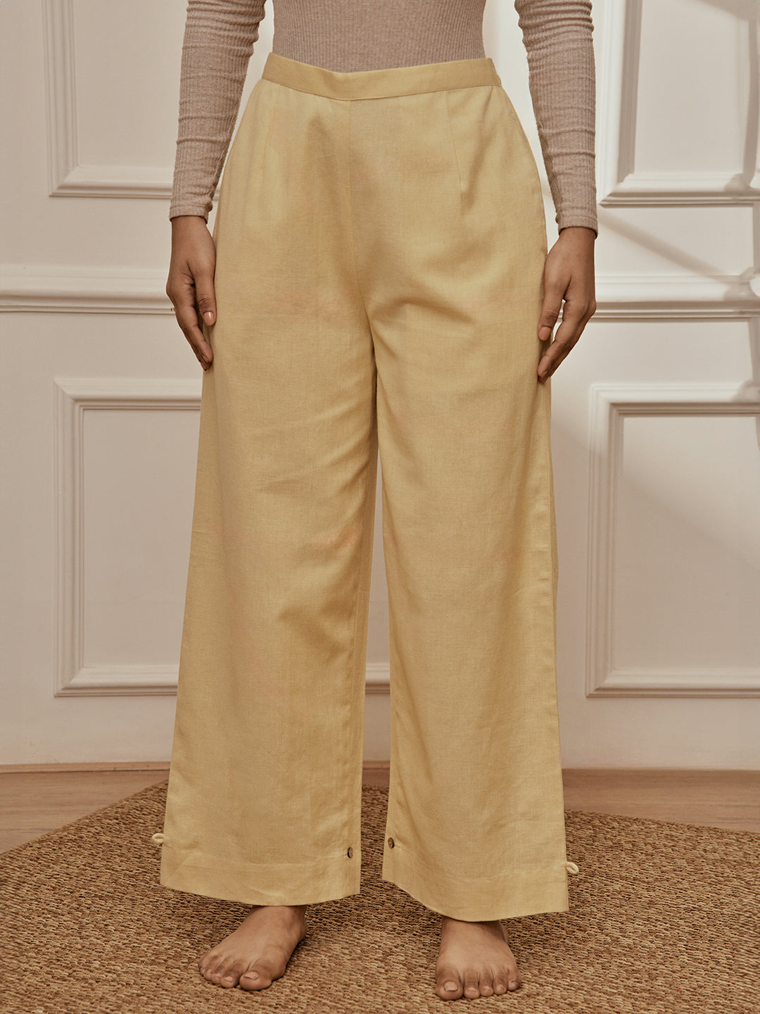 Women's Chiku Cotton Linen Straight Yoga Pants