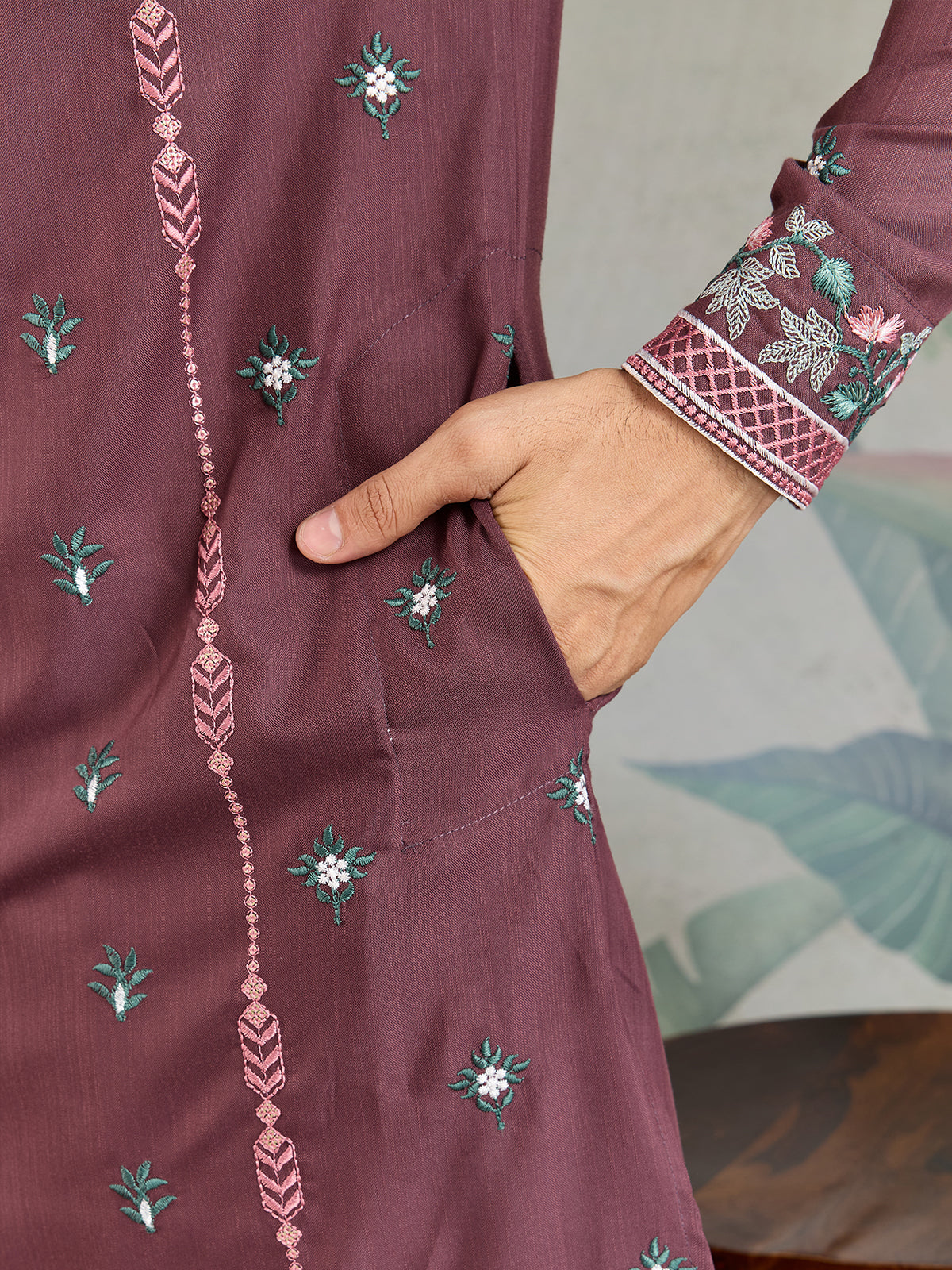 Occasion Style Pastel Chocolate Viscose Silk Men's Kurta - qivii