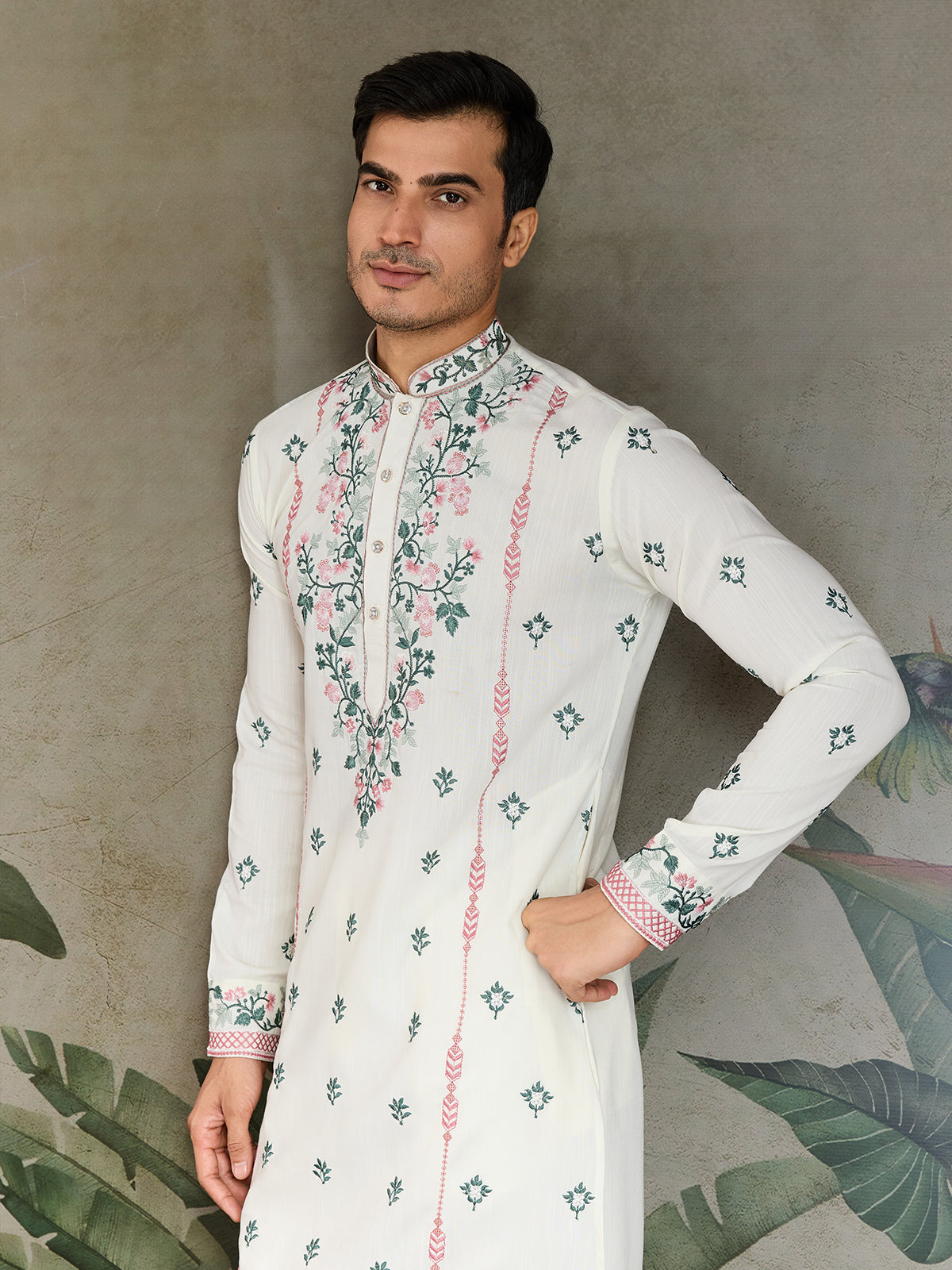 White Occasion Style Viscose Silk Men's Kurta - qivii