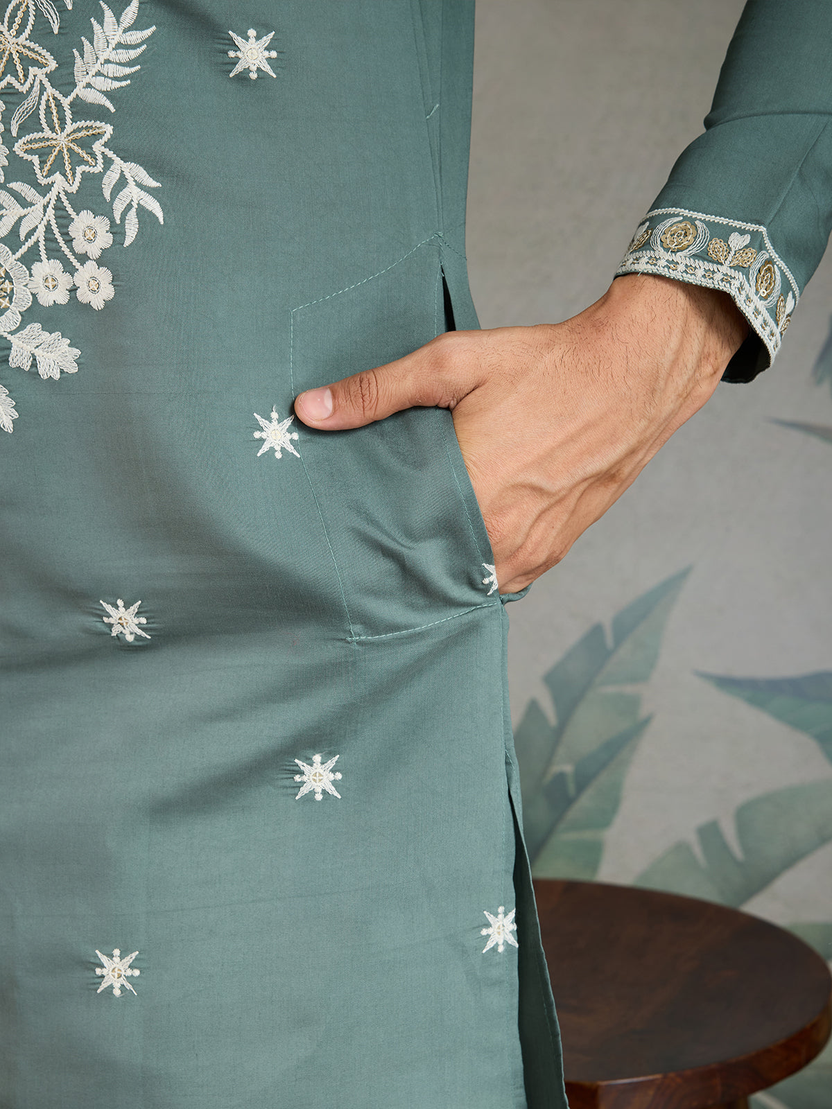 Embroidered Ethnic Pistachio Green Rayon Men's Kurta - qivii