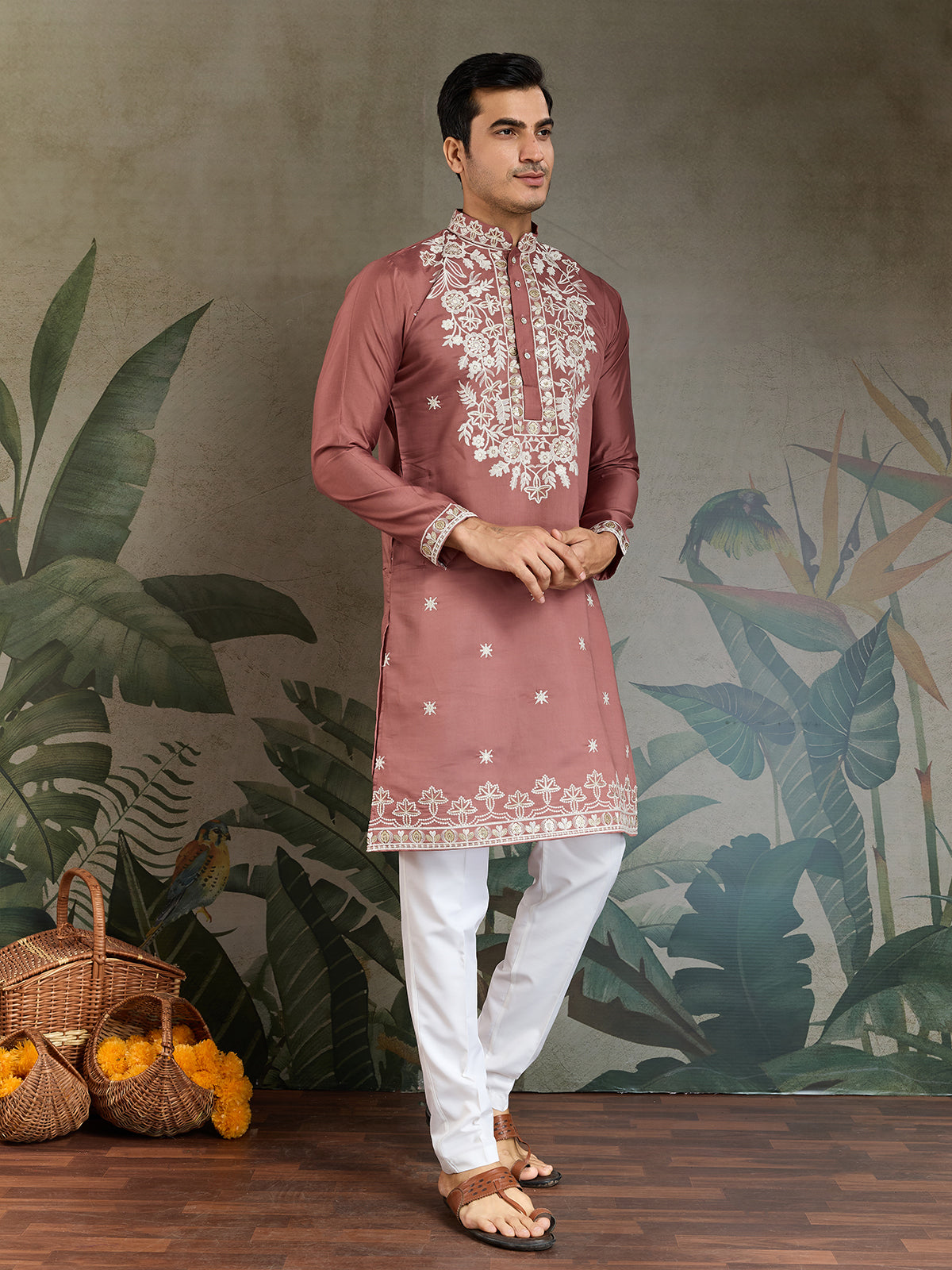 Chocolate Rayon Kurta for Men For Wedding Wear - qivii