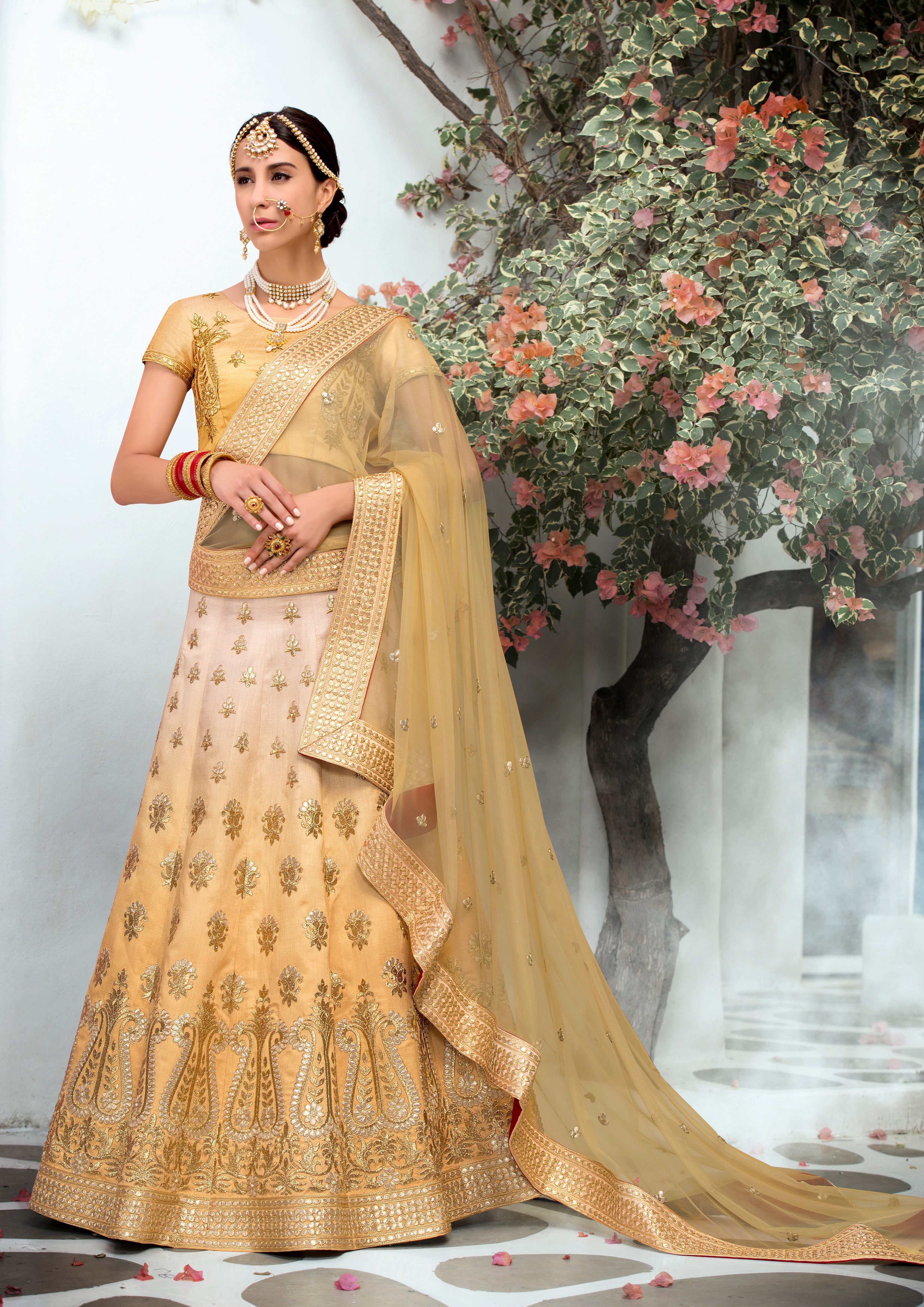 Ethereal Enchantment: A Gota Patti Lehenga. - qivii