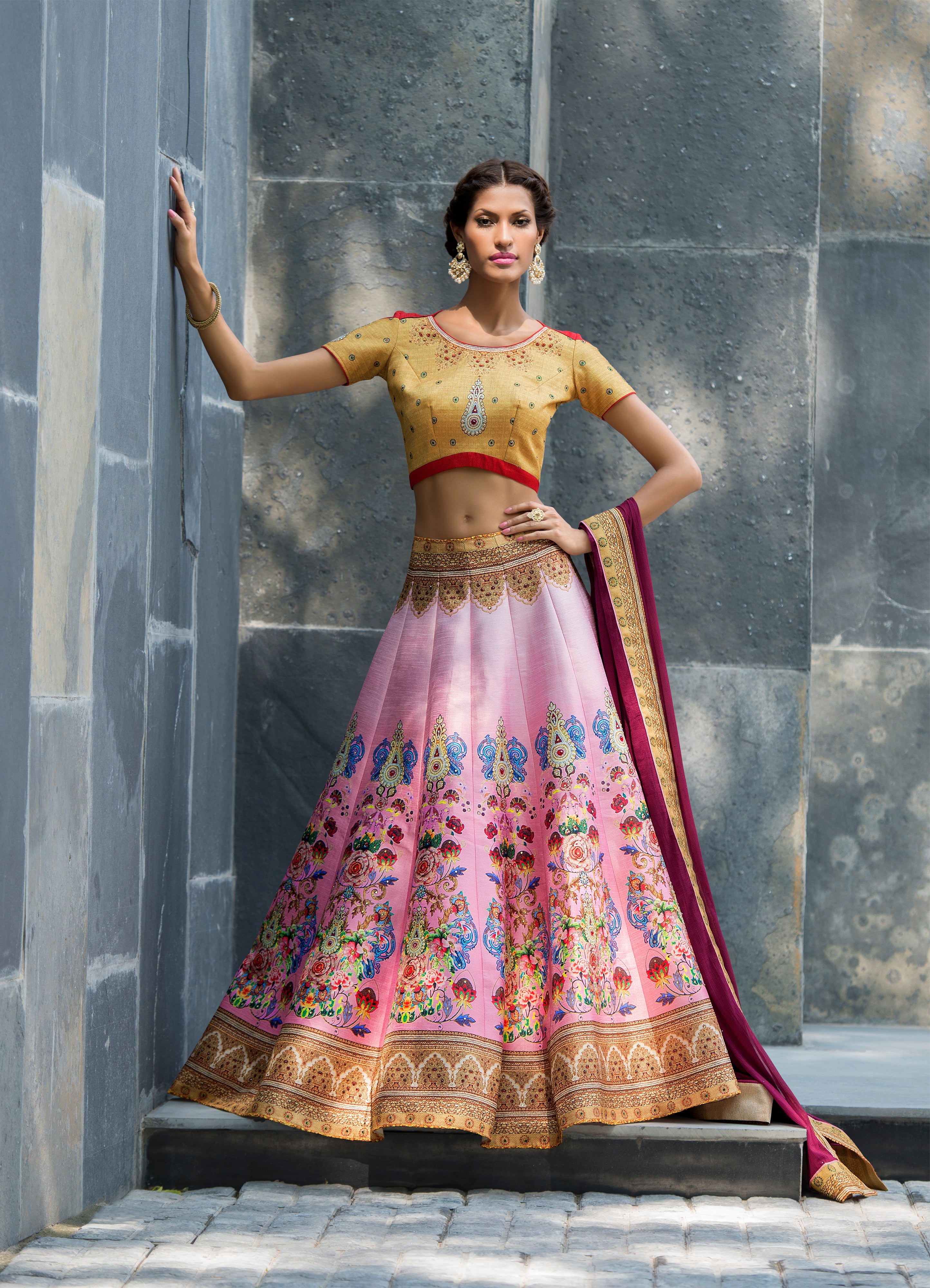 Pretty in Pink A Digital Print Lehenga for the Modern Girlish Charm - qivii