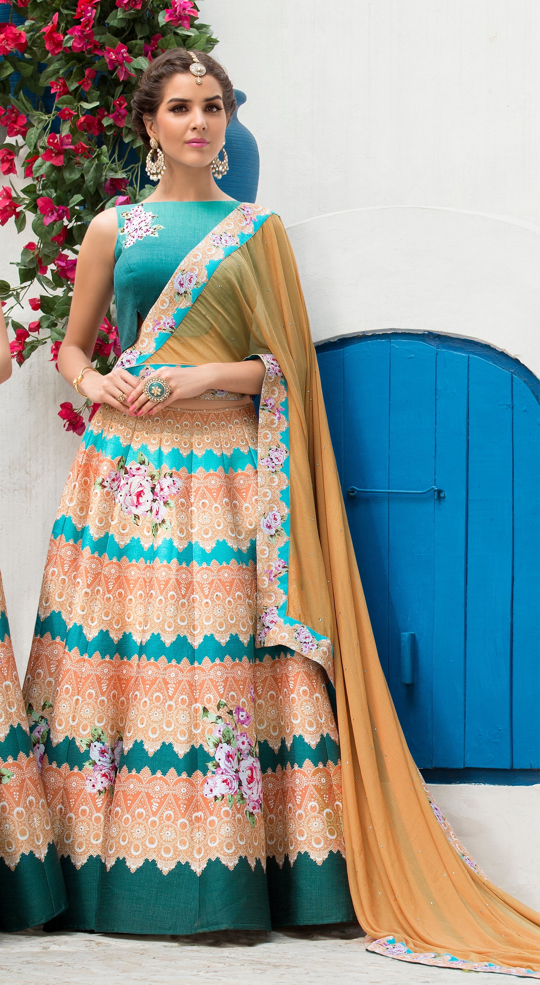 Feminine Flair A Digital Print Lehenga for the Modern Girl - qivii