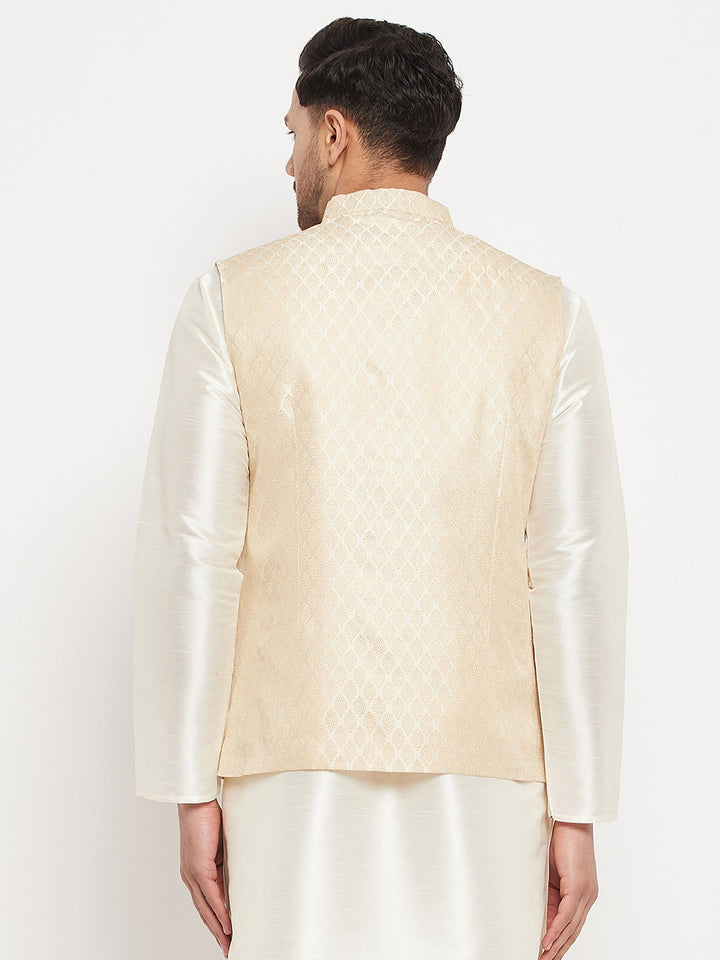 VM BY VASTRAMAY Men's Cream Silk Blend Jacket