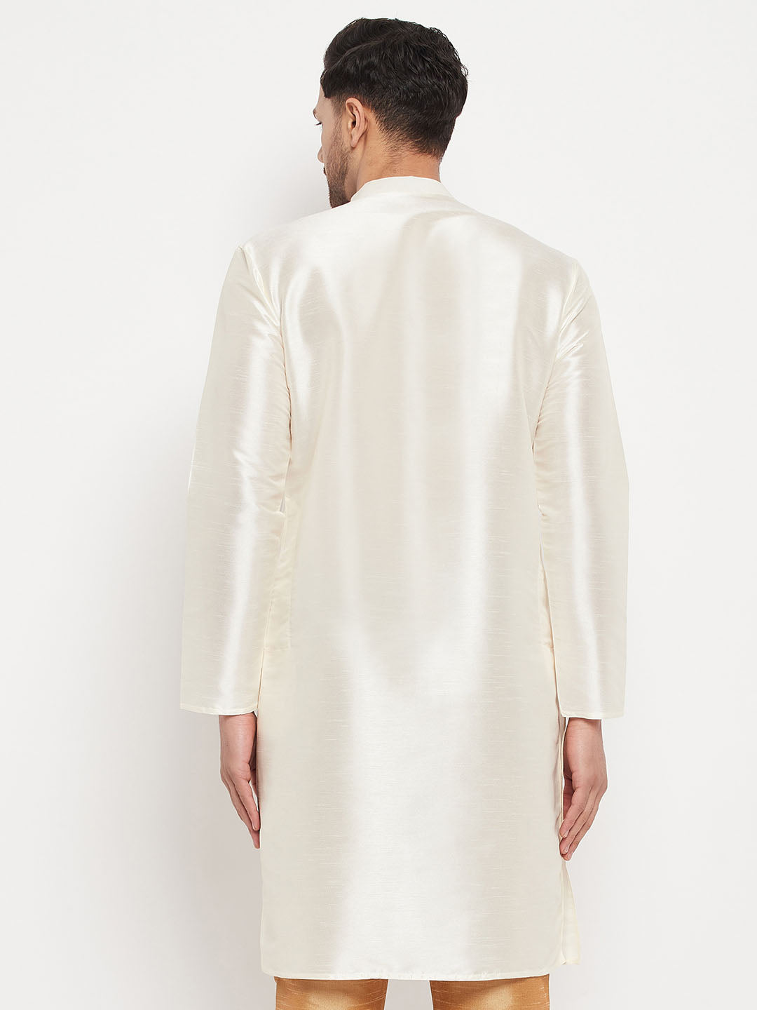Men's Cream Cotton Silk Blend Kurta