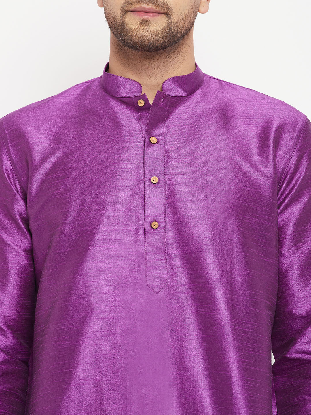 VM BY VASTRAMAY Men's Purple Cotton Silk Blend Kurta