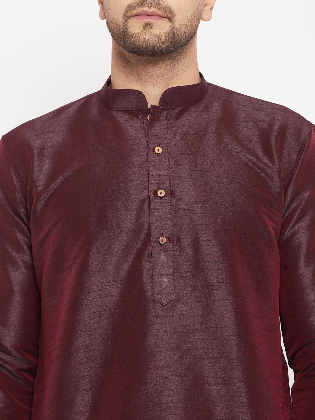 VM BY VASTRAMAY Men's Burgundy Silk Blend Kurta