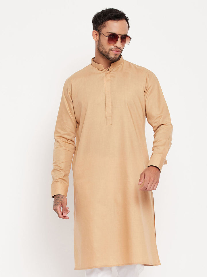 VM BY VASTRAMAY Men's Brown Cotton Blend Kurta