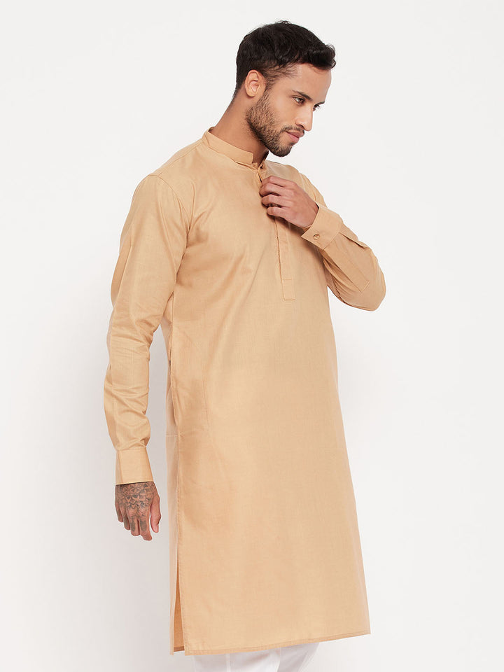 VM BY VASTRAMAY Men's Brown Cotton Blend Kurta