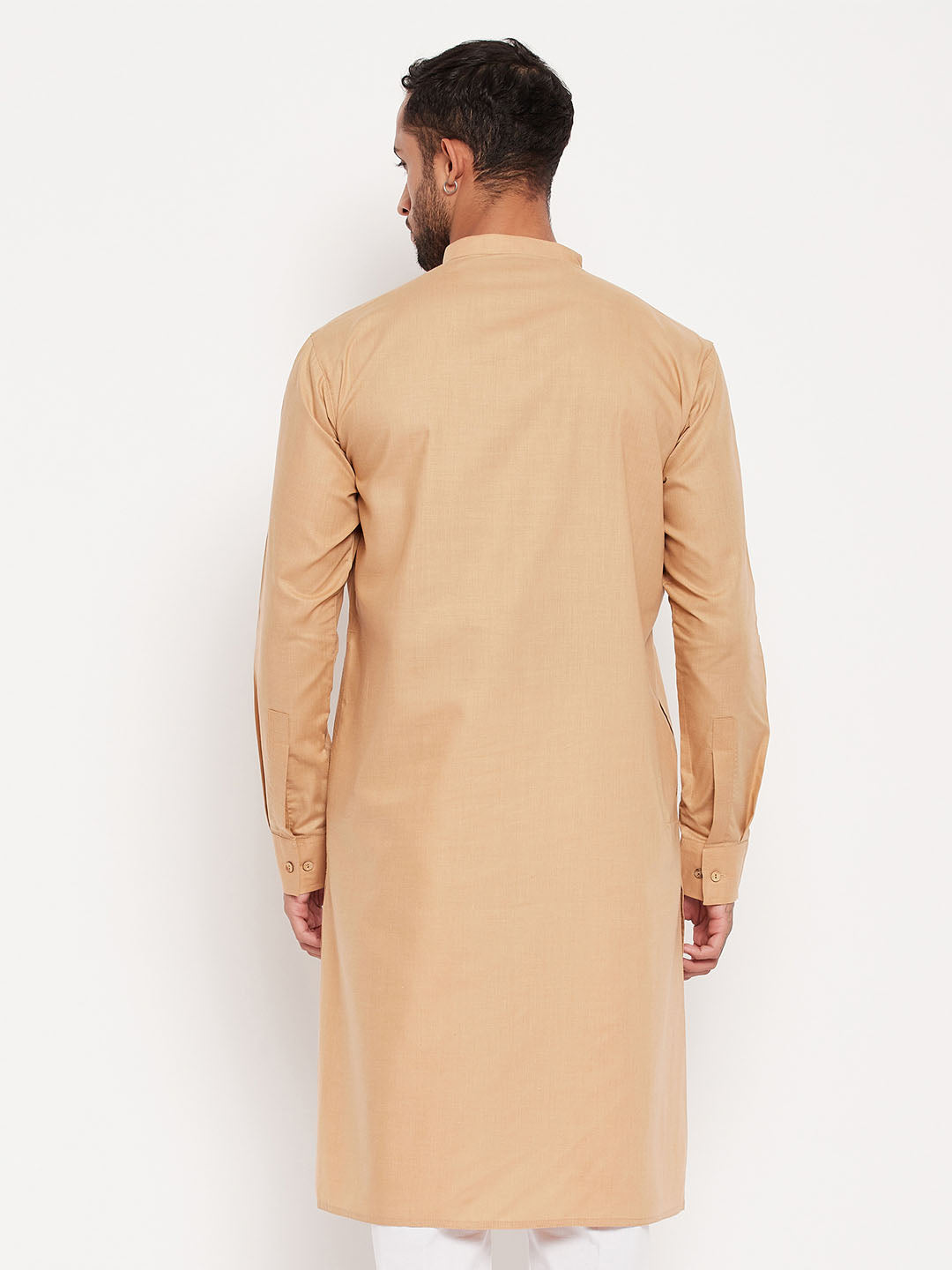 VM BY VASTRAMAY Men's Brown Cotton Blend Kurta