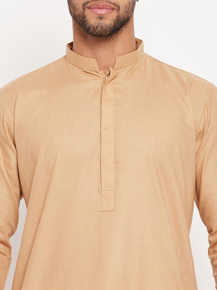 VM BY VASTRAMAY Men's Brown Cotton Blend Kurta