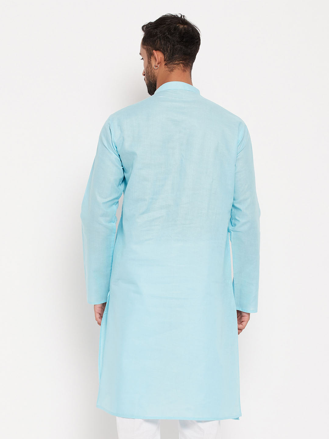 VM BY VASTRAMAY Men's Aqua Cotton Kurta