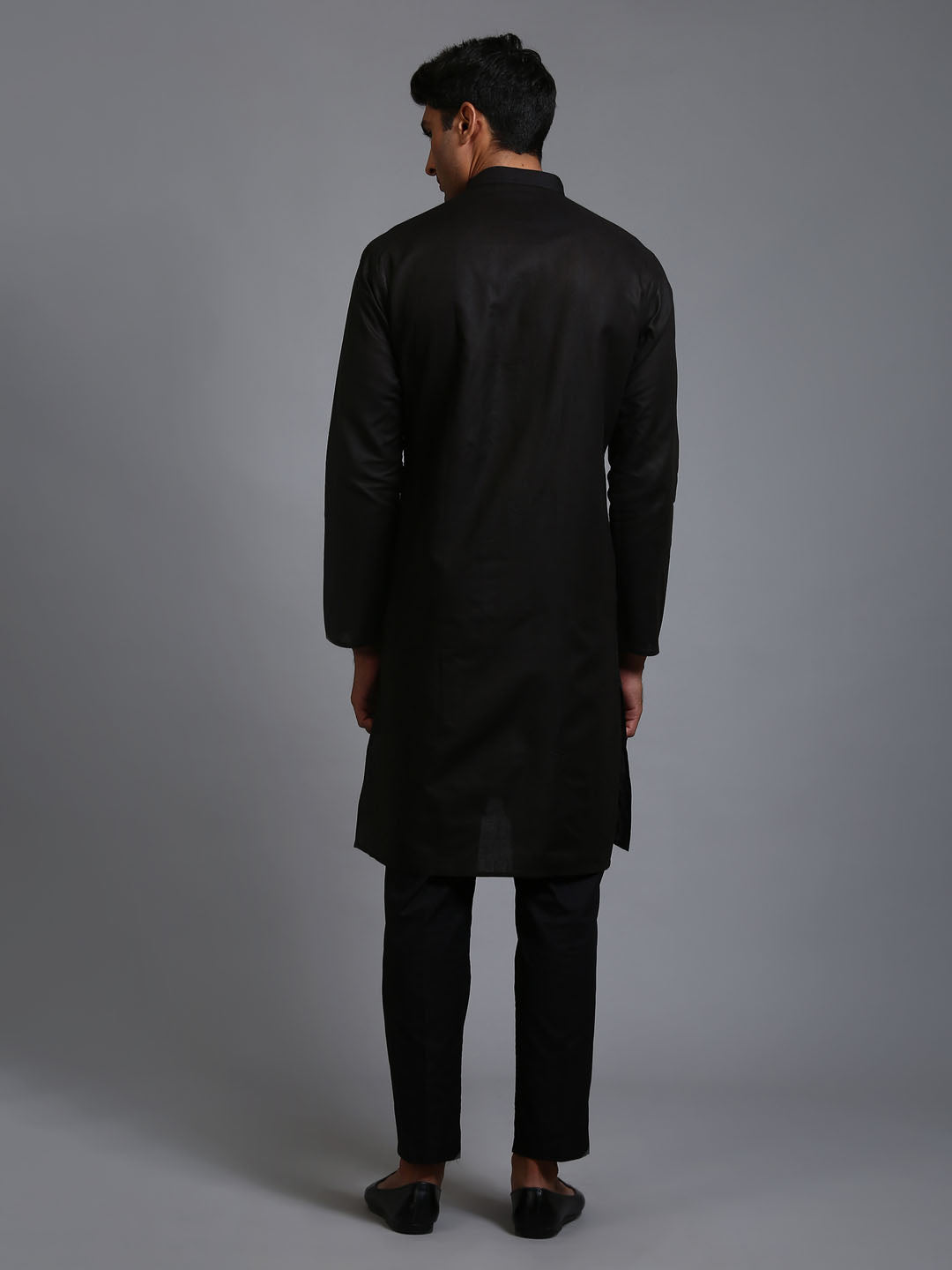 VM BY VASTRAMAY Men's Black Kurta And Pant Set