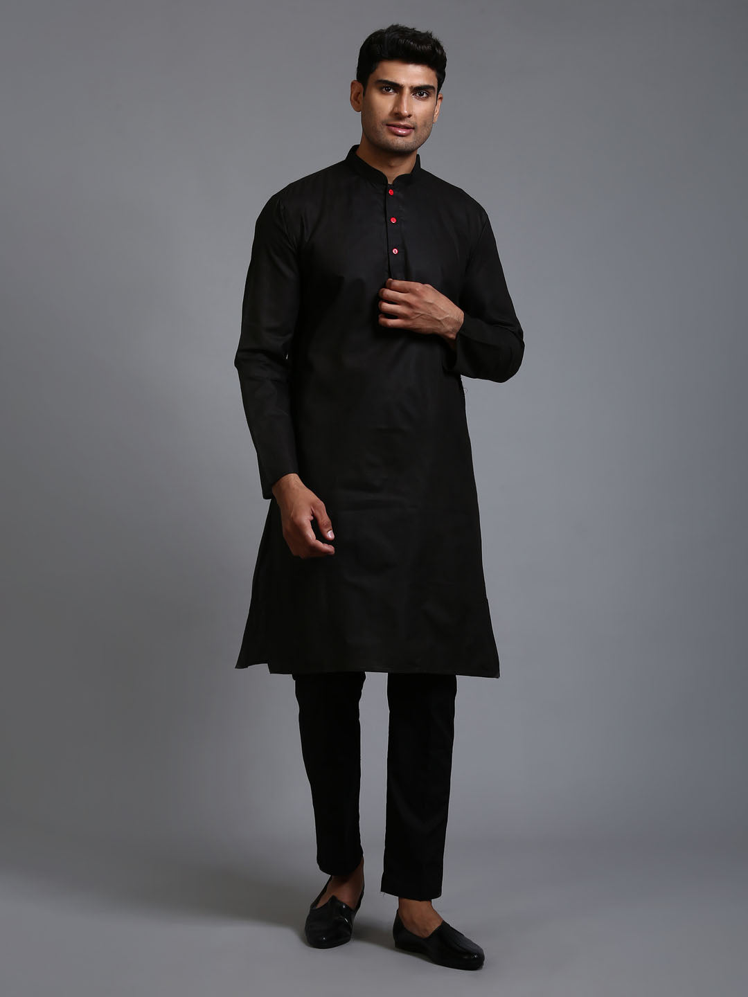 VM BY VASTRAMAY Men's Black Kurta And Pant Set