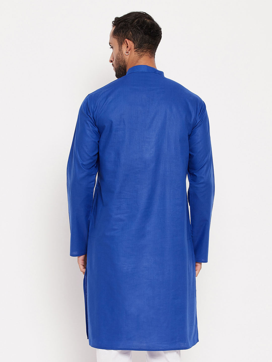 VM BY VASTRAMAY Men's Blue Cotton Kurta