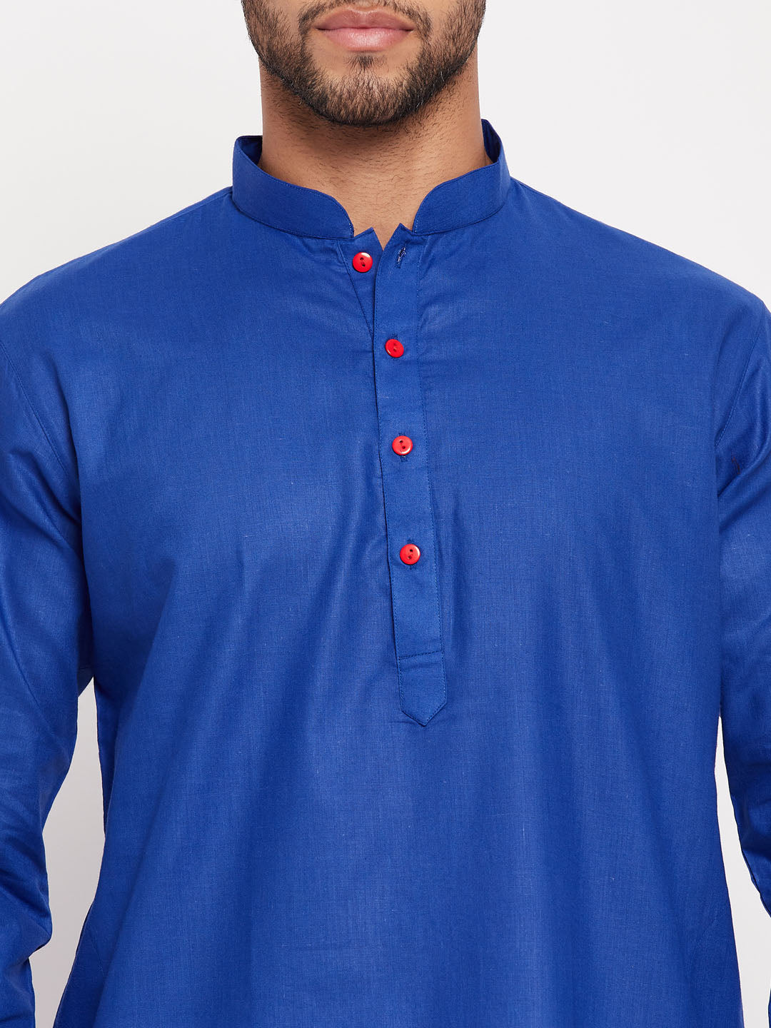 VM BY VASTRAMAY Men's Blue Cotton Kurta