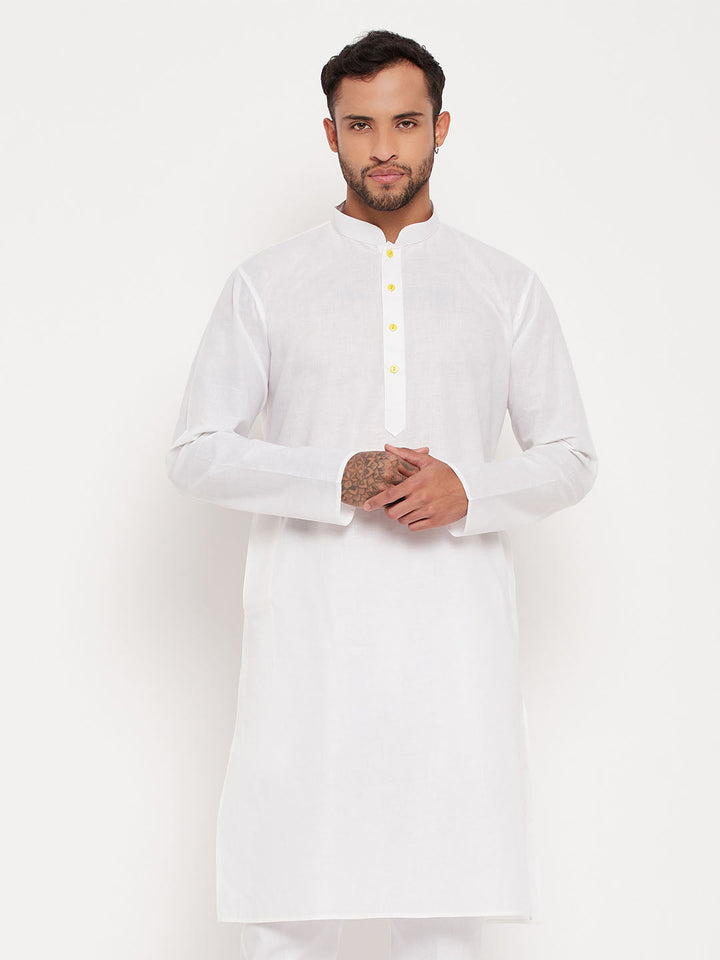 VM BY VASTRAMAY Men's Cream Cotton Kurta