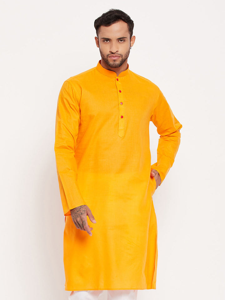 VM BY VASTRAMAY Men's Orange Cotton Kurta