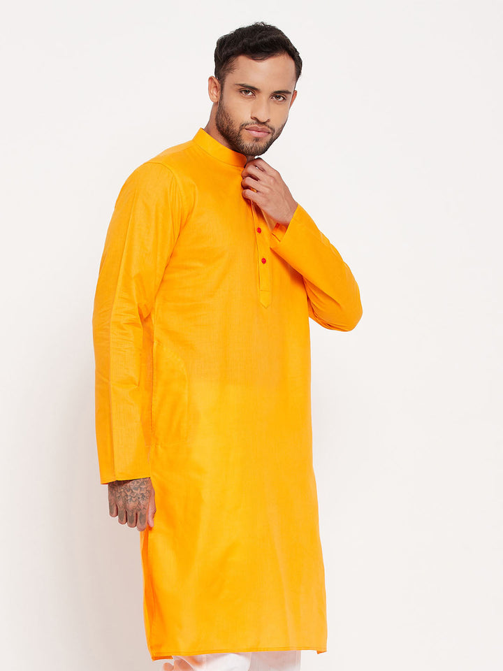 VM BY VASTRAMAY Men's Orange Cotton Kurta