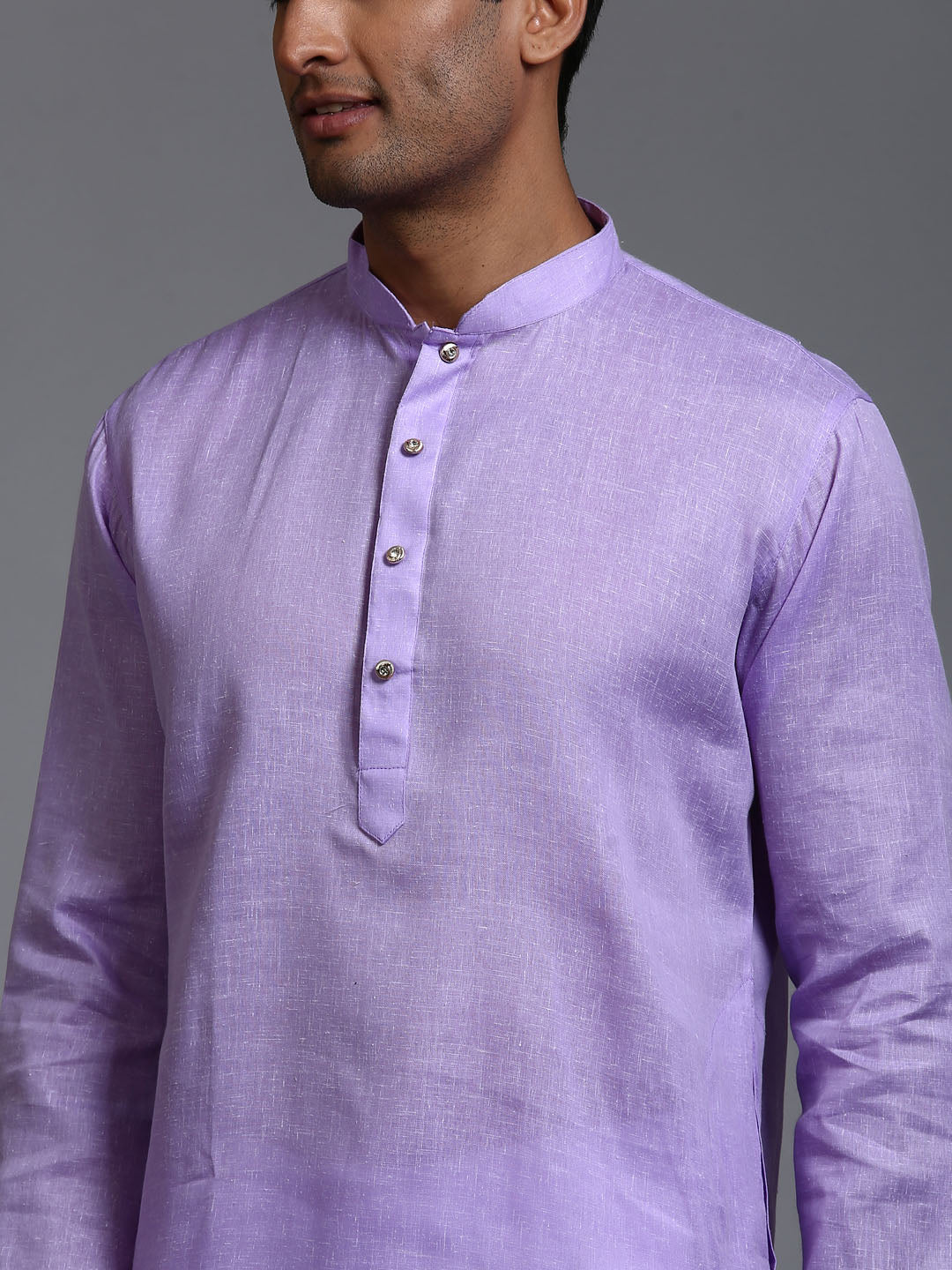 VM BY VASTRAMAY Men's Purple Cotton Kurta with Pant Set