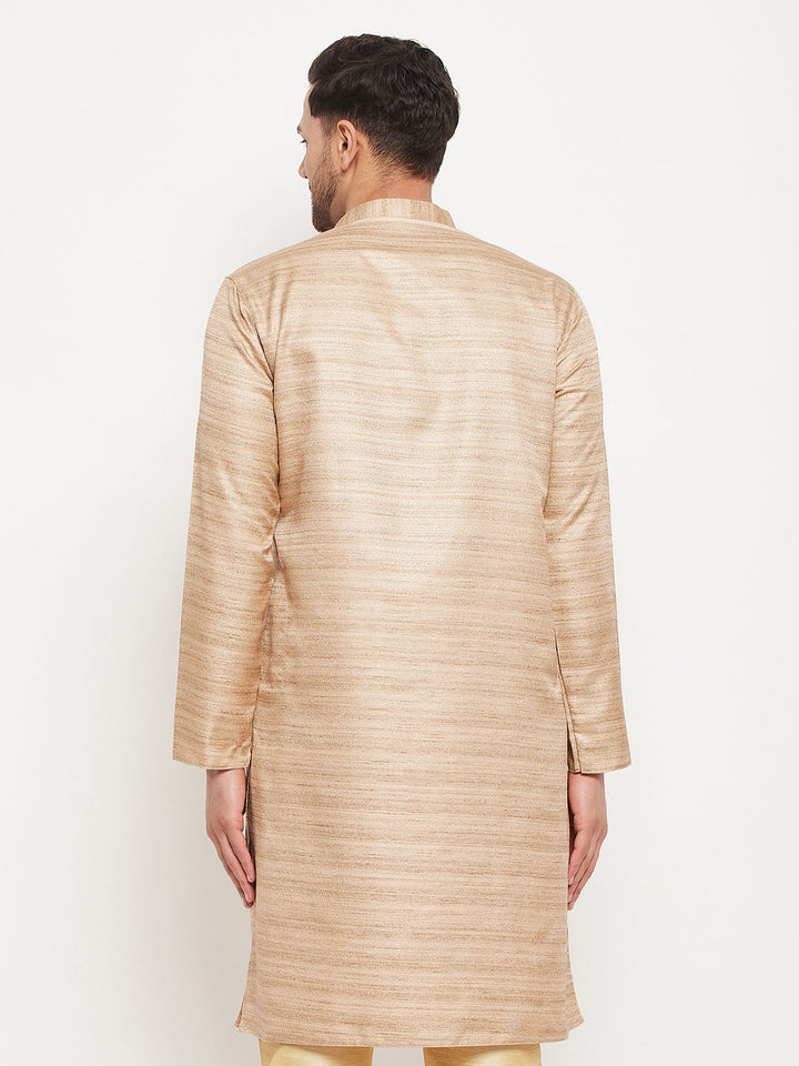 VM BY VASTRAMAY Men's Beige Silk Blend Kurta