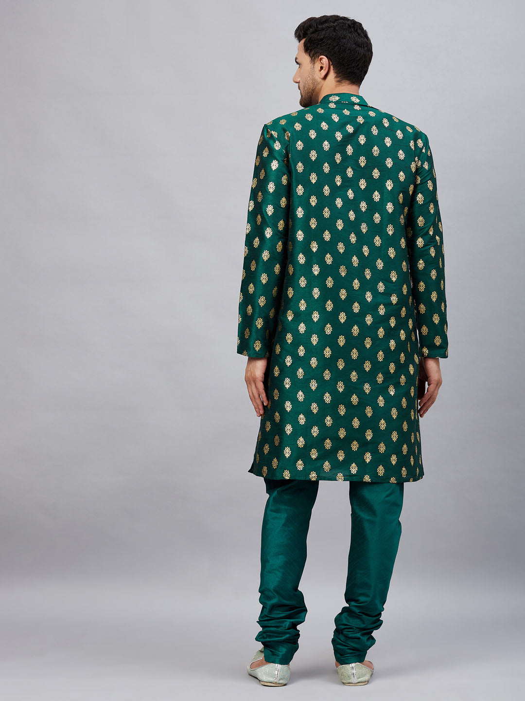  Elegant green silk blend kurta pajama set for men 