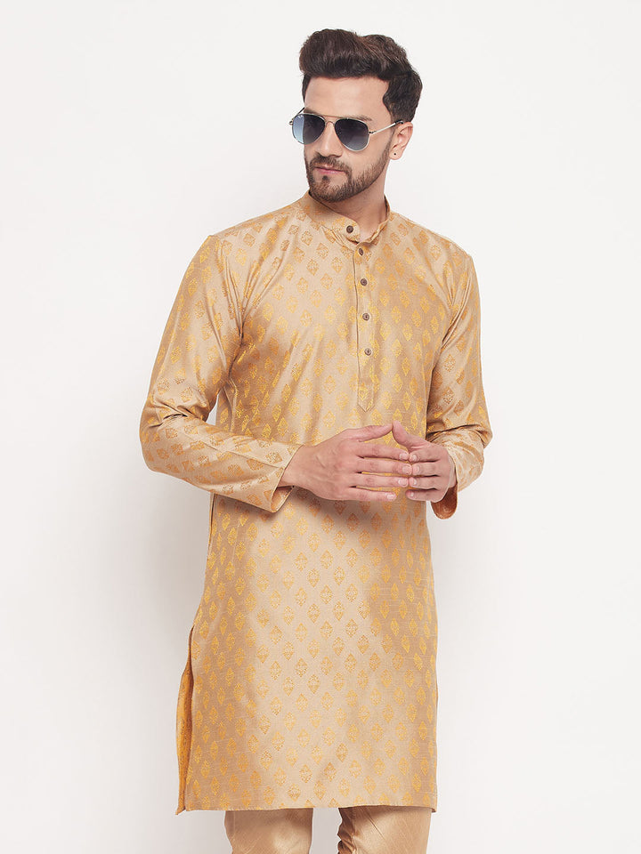 VM BY VASTRAMAY Men's Beige Woven Kurta