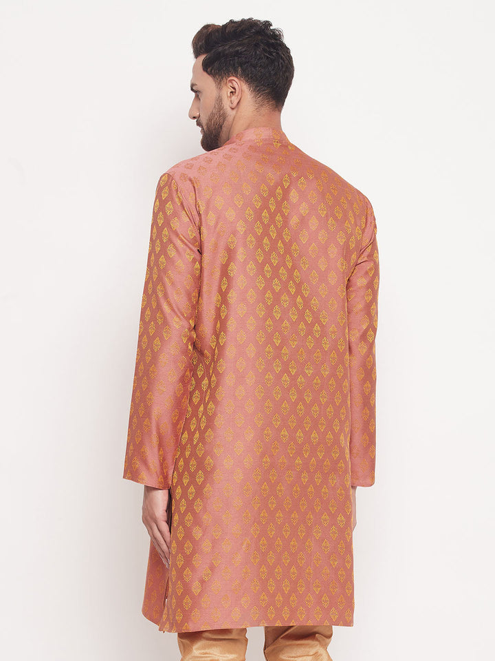 VM BY VASTRAMAY Men's Pink Woven Kurta