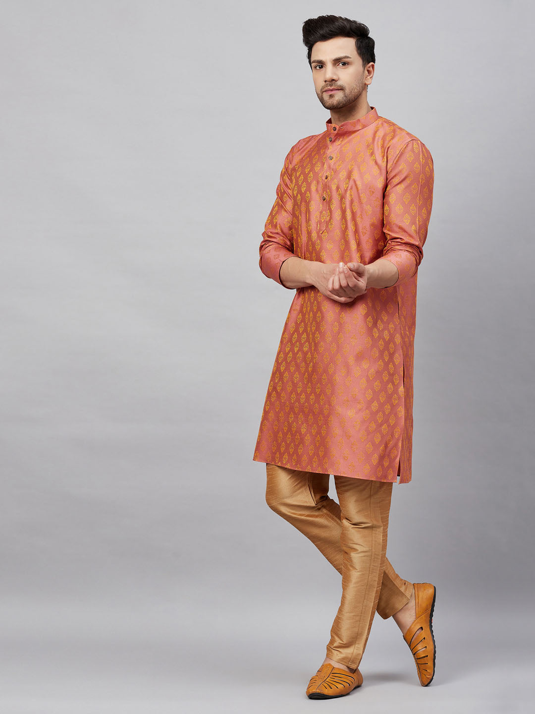 Handwoven kurta and matching pants with intricate design and comfortable fit