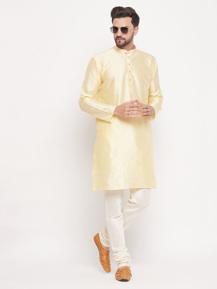 VM BY VASTRAMAY Men's Beige Woven Kurta Pyjama Set