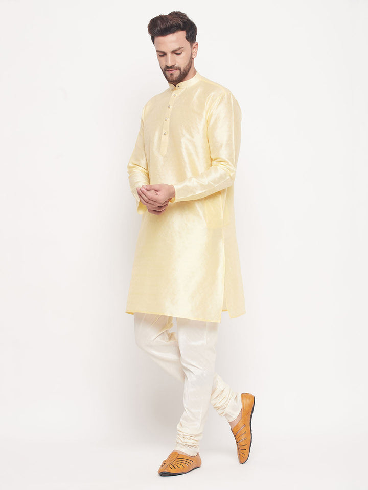 VM BY VASTRAMAY Men's Beige Woven Kurta Pyjama Set