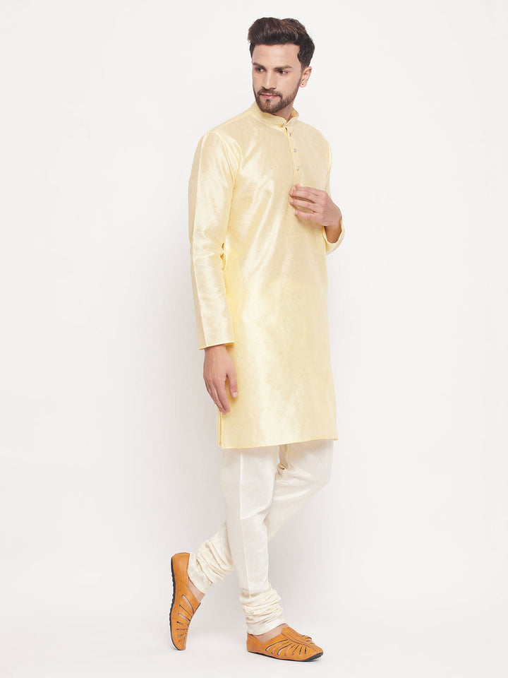 VM BY VASTRAMAY Men's Beige Woven Kurta Pyjama Set