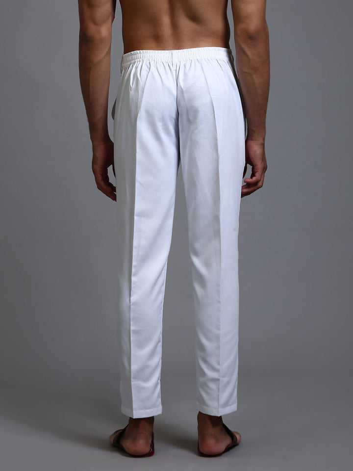 VM By VASTRAMAY Men's White Cotton Pant Style Pyjama