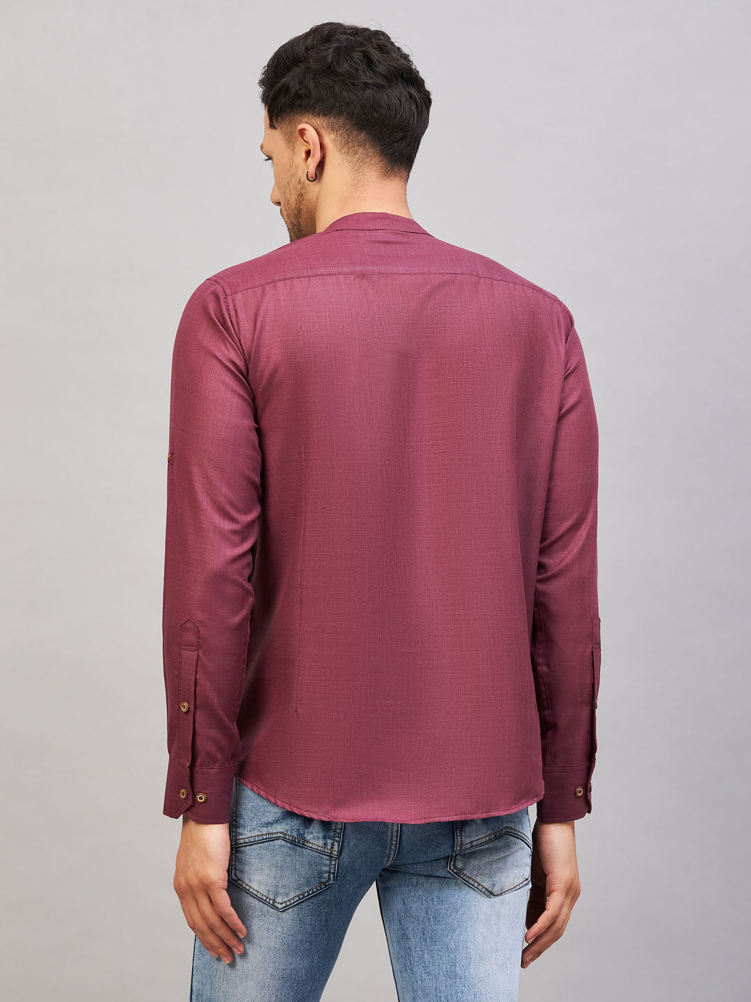 Men's Purple Short Cotton Kurta