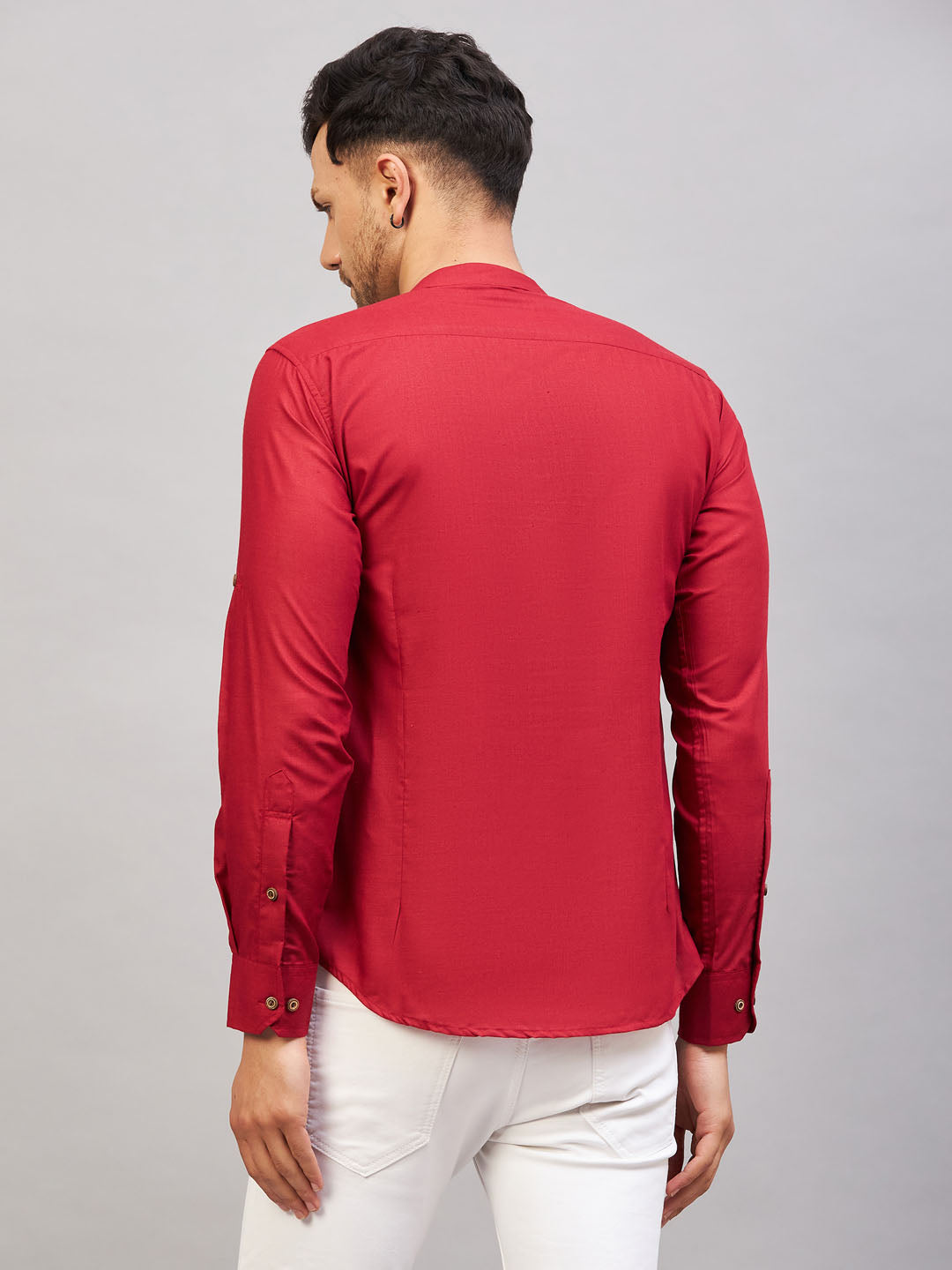 Men's Maroon Short Cotton Kurta