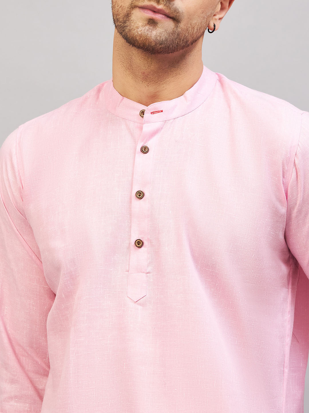  Traditional Indian men's kurta in a trendy short length design with side slits