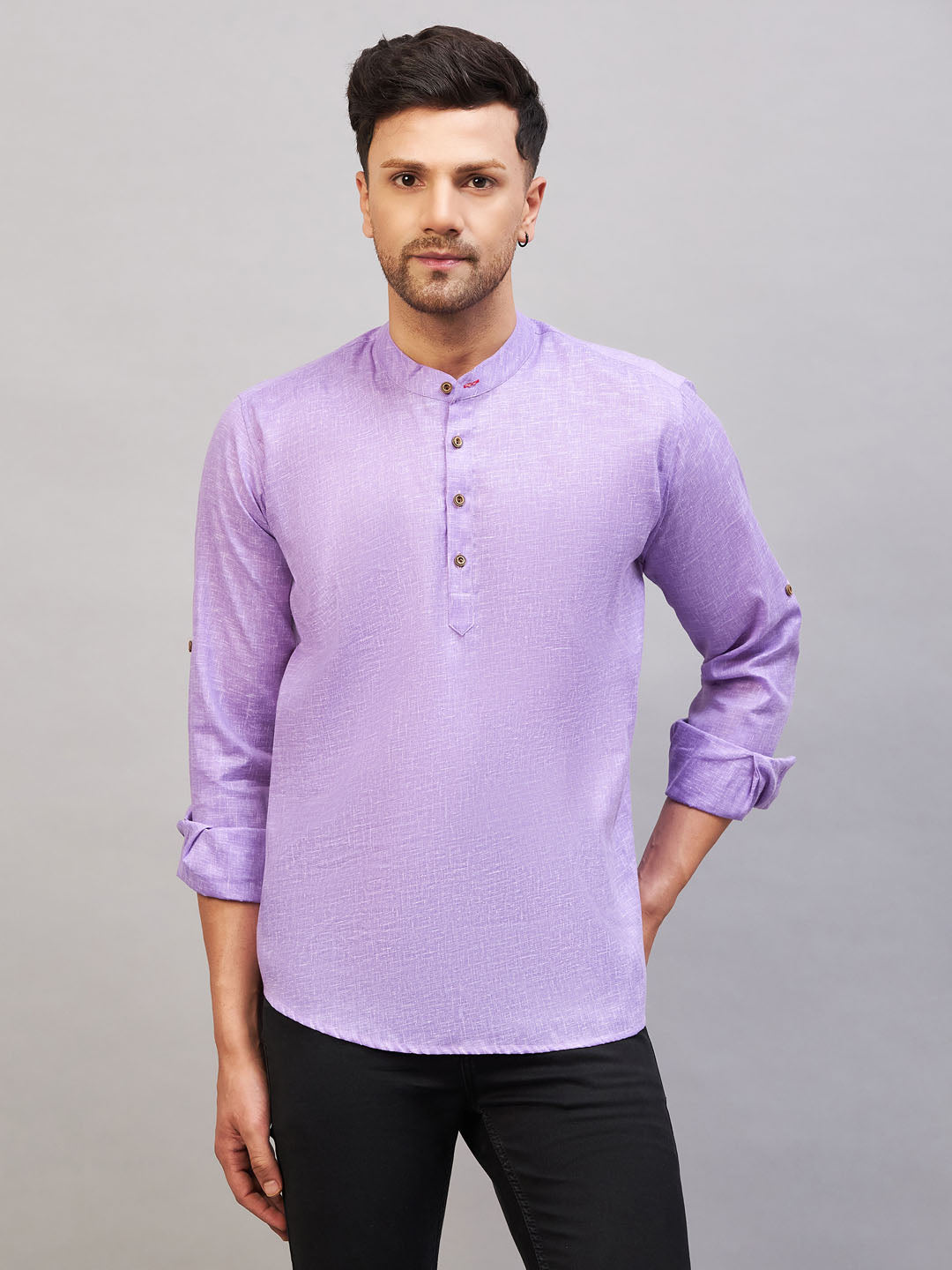  Stylish and comfortable Men's Purple Short Cotton Kurta perfect for casual or semi-formal occasions