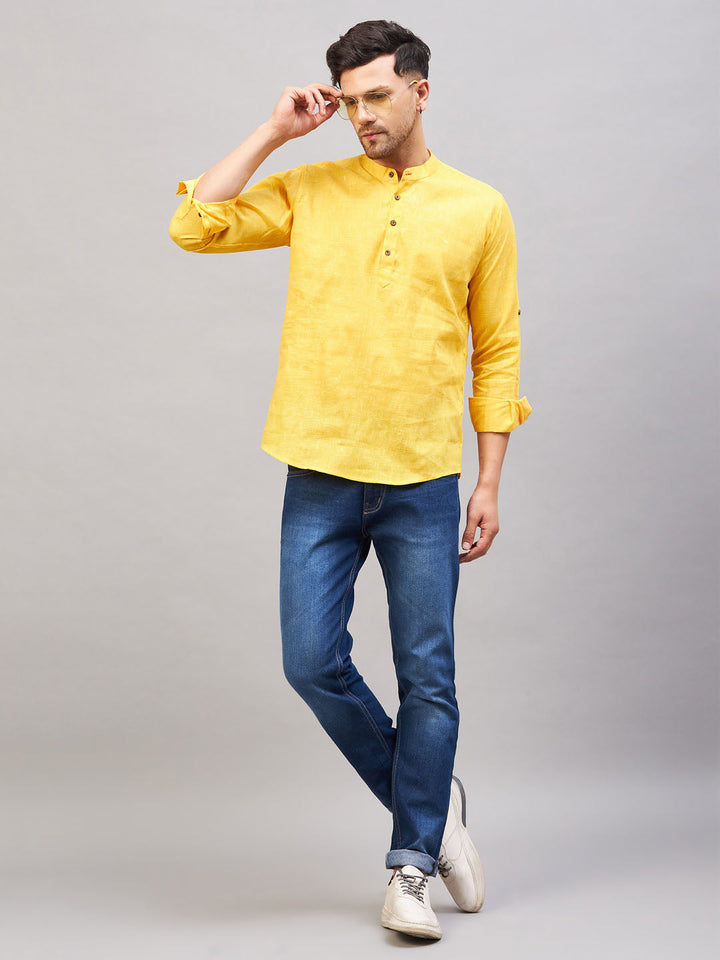 Men's ethnic wear: yellow cotton kurta by Vastramay