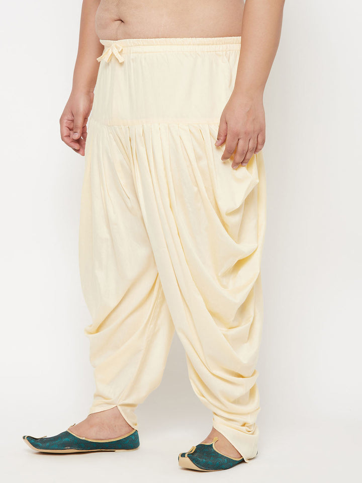 VASTRAMAY Men's PLUS Size Gold Solid Cowl Dhoti Pants for stylish and comfortable traditional wear