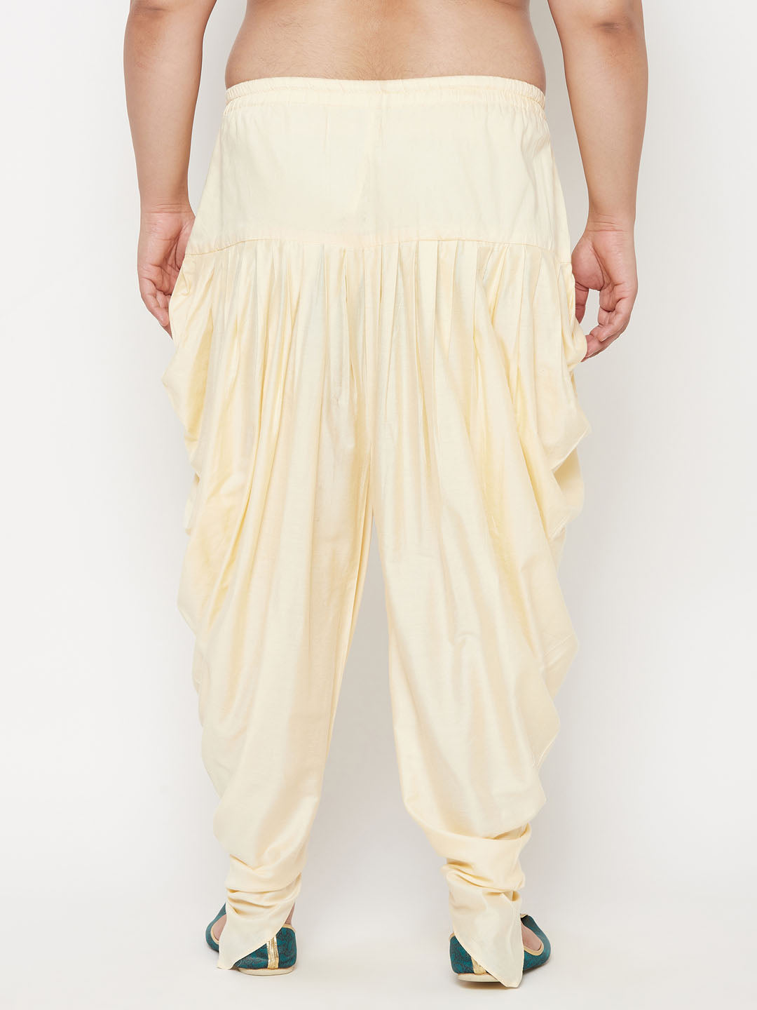 VASTRAMAY Men's PLUS Size Gold Solid Cowl Dhoti Pants - Stylish and comfortable cowl dhoti pants in gold for men