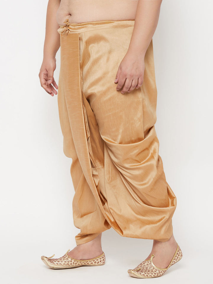 Vastramay Men's Plus Size Rose Gold Cotton Blend Traditional Dhoti