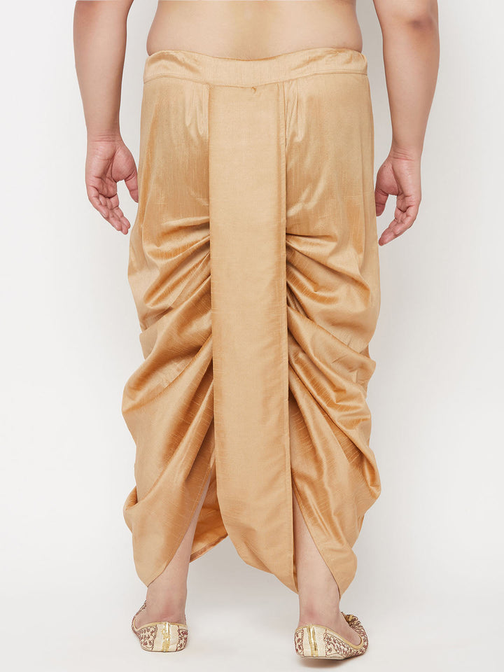 Vastramay Men's Plus Size Rose Gold Cotton Blend Traditional Dhoti - Comfortable and stylish ethnic wear for men in a flattering rose gold color