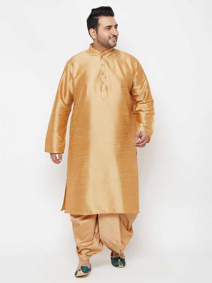 Vastramay Men's Plus Size Rose Gold Cotton Blend Traditional Dhoti, perfect for traditional Indian attire, comfortable and stylish